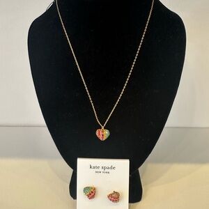 Kate Spade Multicolor Heart Necklace and Earrings